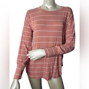 Summer 10 Soft Striped Pink Long Sleeve Top (Relaxed Fit)